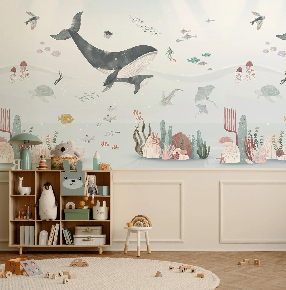 Whale and Ocean Friends, Mural Wallpaper
