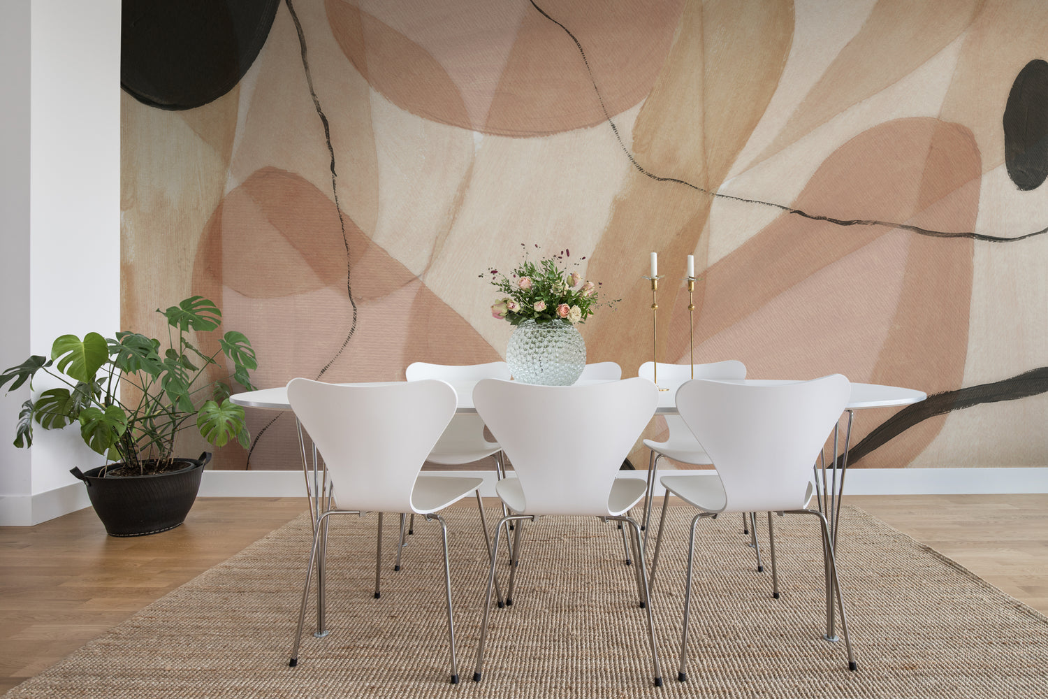 Asana, Abstract Accent Wallpaper in dining room