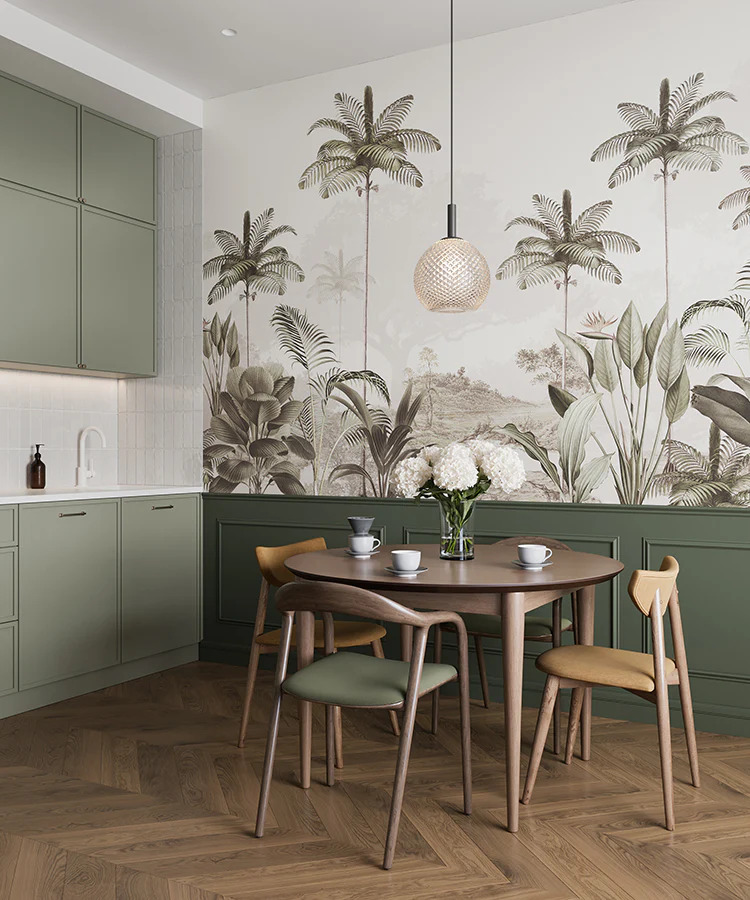 tropical and nature wallpaper design in living hall singapore and malaysia