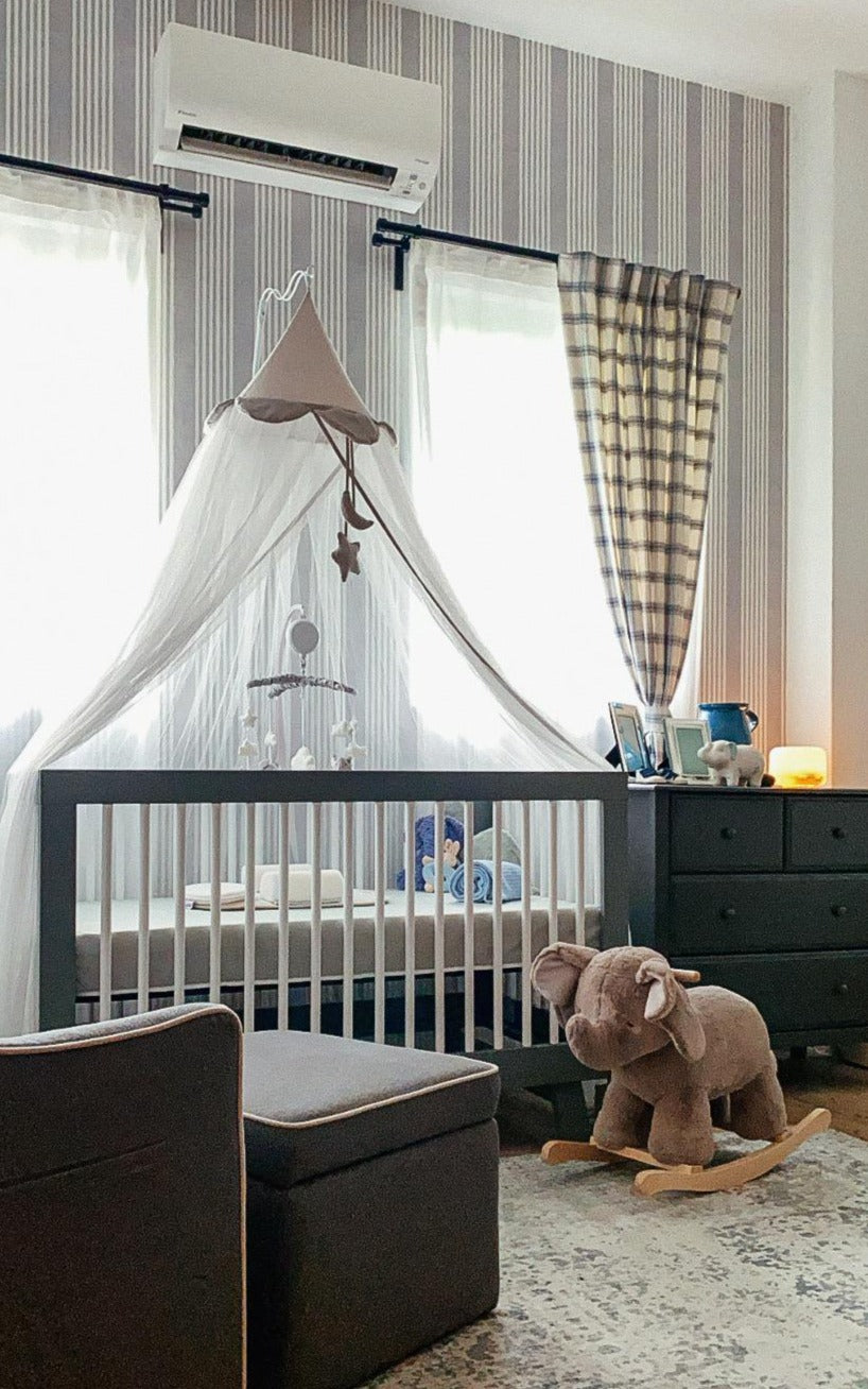 Stripes Linen, Hello Circus x Drea Chong, Wallpaper in kids bedroom