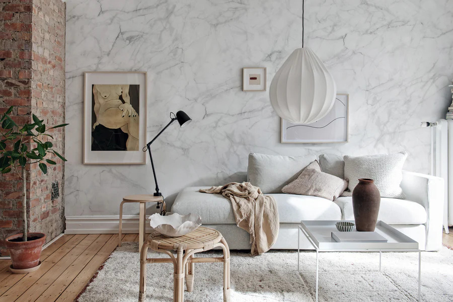 Marble Art wallpaper singapore in dining room 
