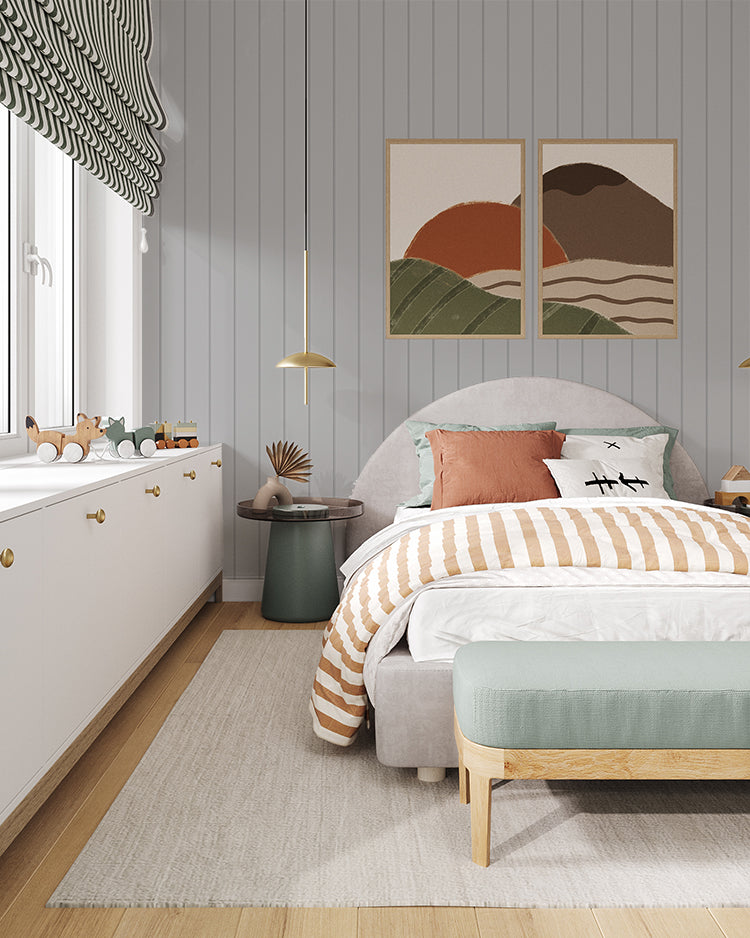 Shiplap Modern Country Home Wallpaper in kids room