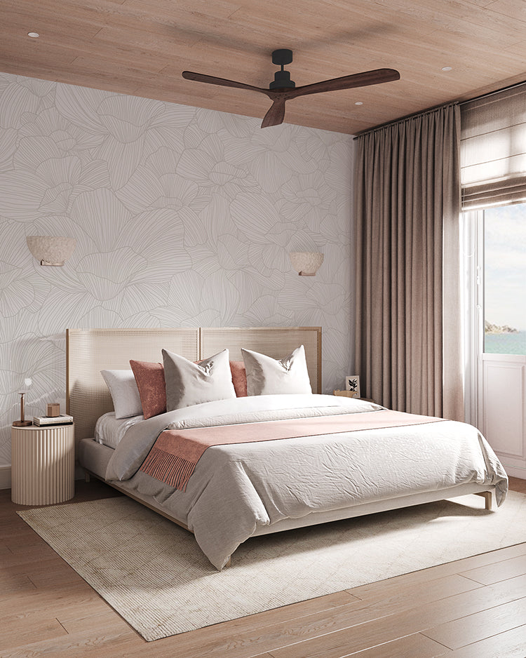 Saltwater Bloom Wallpaper in bedroom