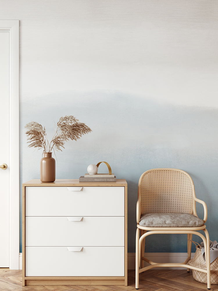 Marigold Mountain, Watercolor Wallpaper in living room