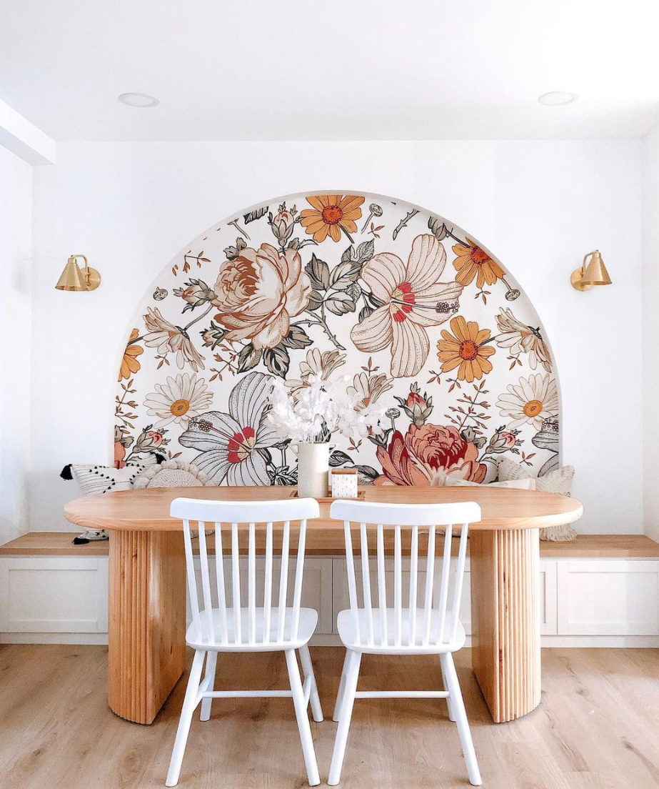 adora vintage bold oversized florals in dining room