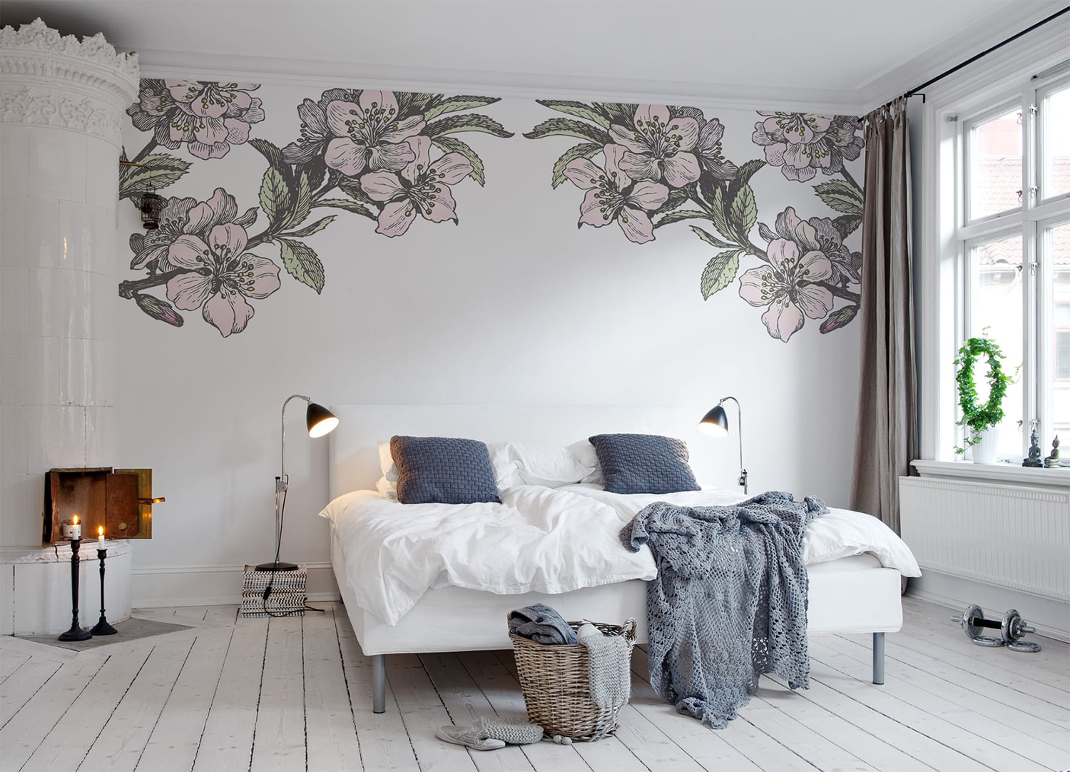 Springtime Floral, Wallpaper in bedroom
