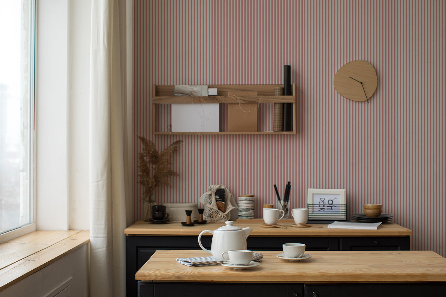 Modern Country Home and stripes timeless pattern wallpaper