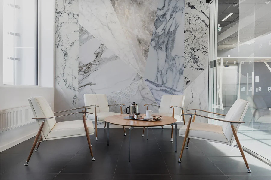 Big Diamond Marble Geometric Wallpaper Singapore in a living room