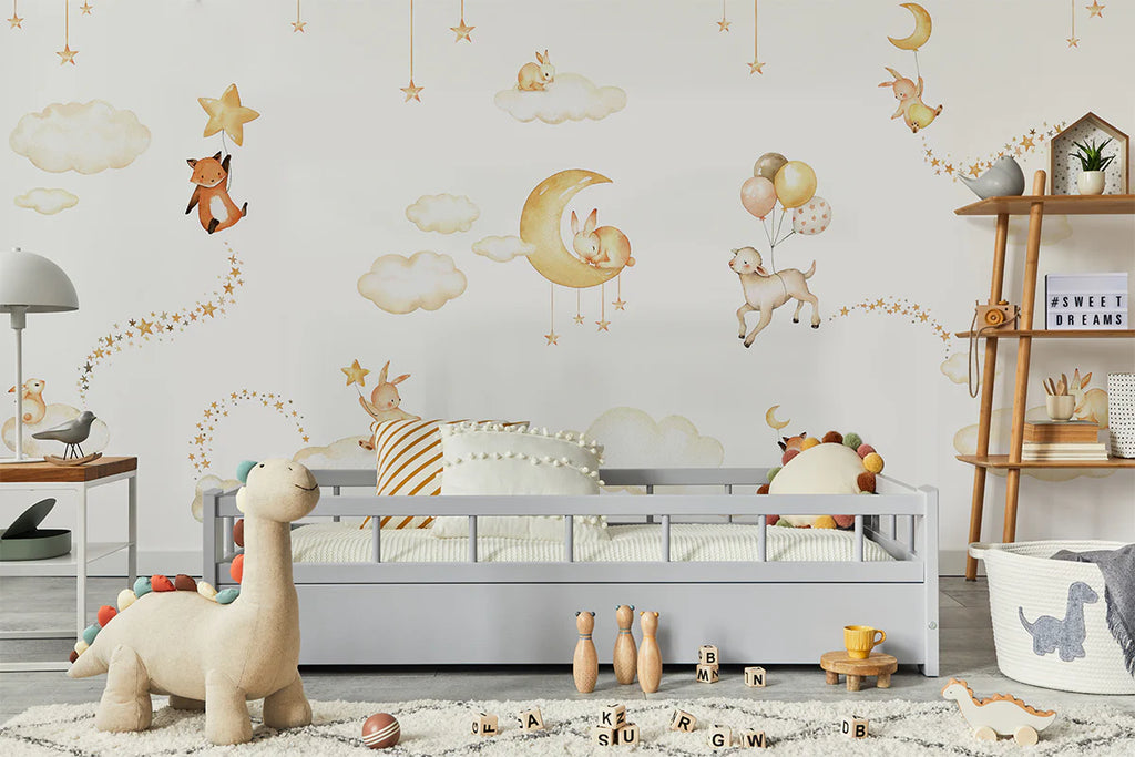 Twilight Safari Animal Mural Wallpaper for Children Bedroom. 